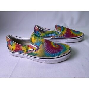 Vans Asher Tie Dye Slip On Shoes Multi Color Spiral Canvas Sneakers Womens 7.5